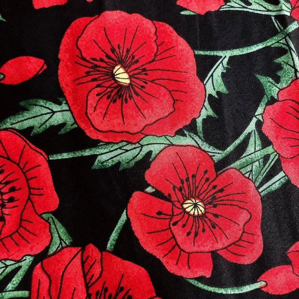 HELL BUNNY NWT Red and black floral poppy print circle skirt vintage style SMALL - Picture 5 of 14